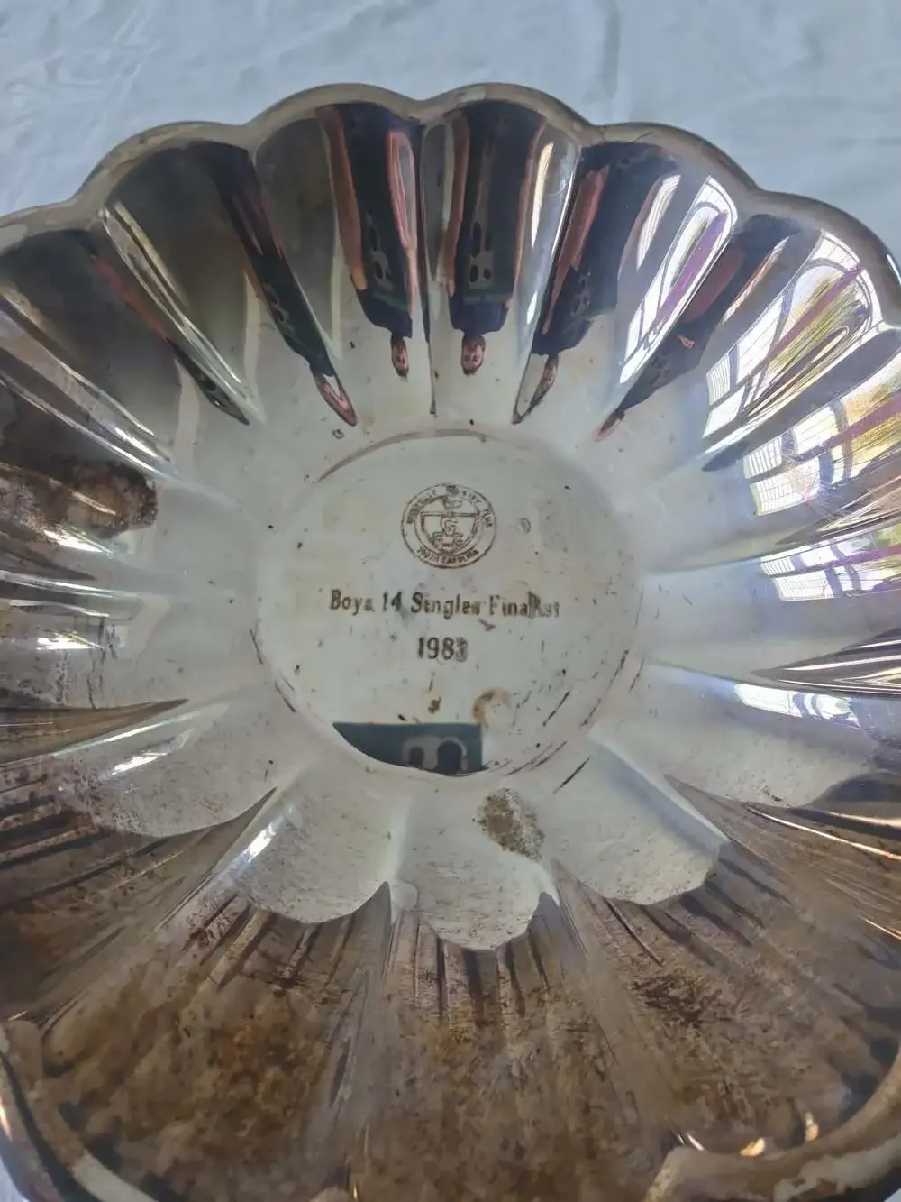 Reed & Barton Silver-Plated Scalloped Bowl, Boys 14 Singles Finalist 1989